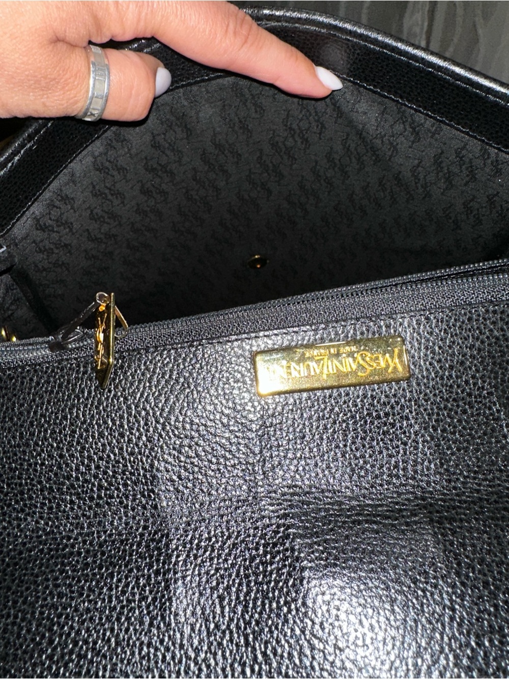 Vintage YSL Yves Saint Laurent Black Pebbled Leather Crossbody Bag - Picture 7 of 12